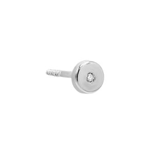 14K White Gold / Single Diamond Circle Stud Earring 14K - Adina Eden's Jewels