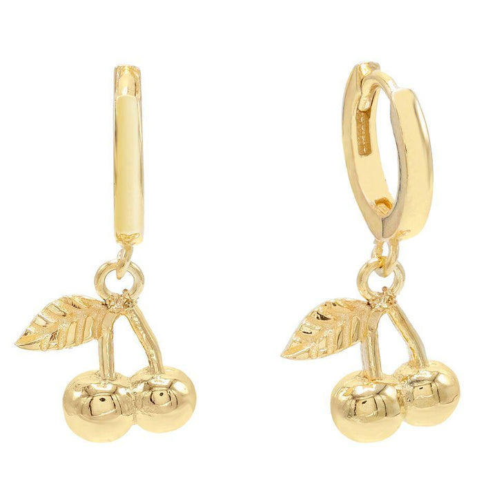 Gold Cherry Huggie Earring - Adina Eden's Jewels