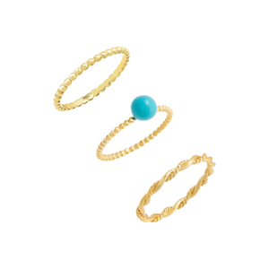 Turquoise / 6 Turquoise & Solid Ring Combo Set - Adina Eden's Jewels