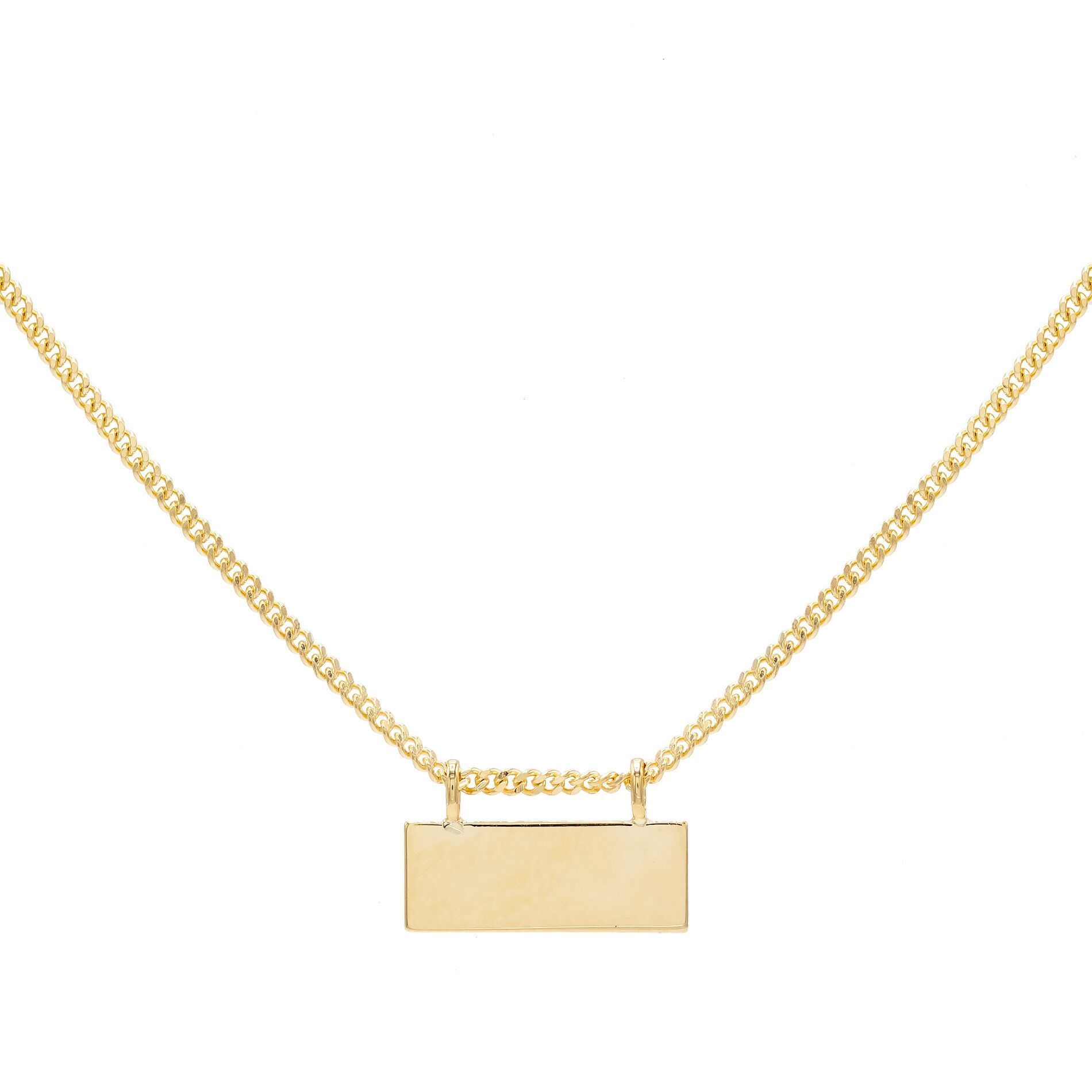 Bar Chain 14K Gold Engraved Bar Chain Necklace | Adina Eden Jewels