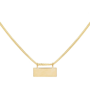 14K Gold / Engraved Engraved Bar Chain Necklace 14K - Adina Eden's Jewels