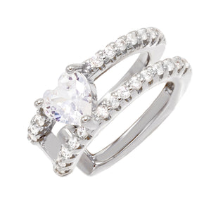 Silver Heart Open Ear Cuff - Adina Eden's Jewels