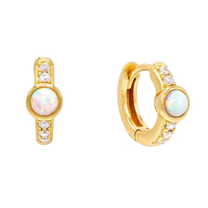 Opal Opal CZ Huggie Earring - Adina Eden's Jewels