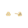 14K Gold / Pair Diamond Leaf Flower Stud Earring 14K - Adina Eden's Jewels
