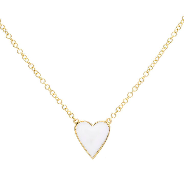 Crystal White Enamel Heart Necklace - Adina Eden's Jewels