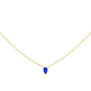 Sapphire Blue Mini Teardrop Necklace - Adina Eden's Jewels