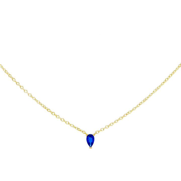 Sapphire Blue Mini Teardrop Necklace - Adina Eden's Jewels