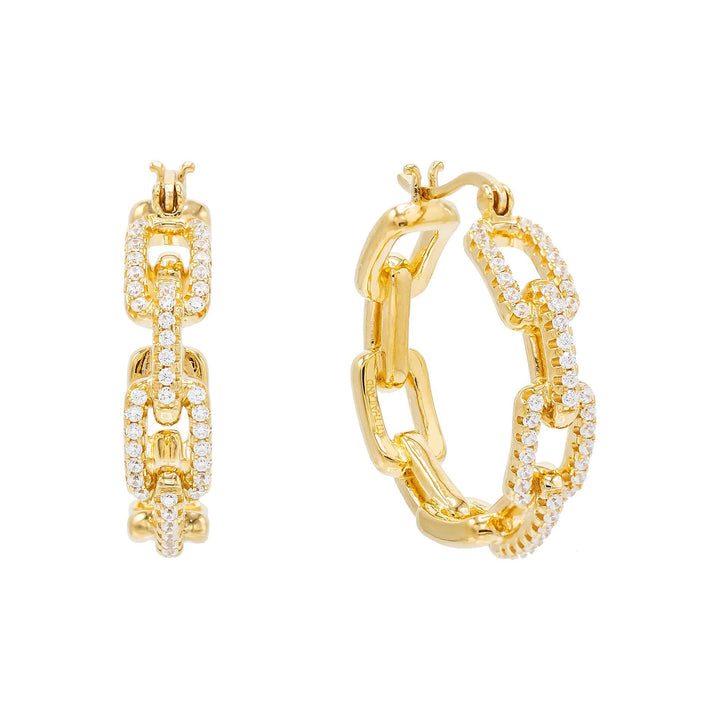 Gold Pavé Chain Hoop Earring - Adina Eden's Jewels