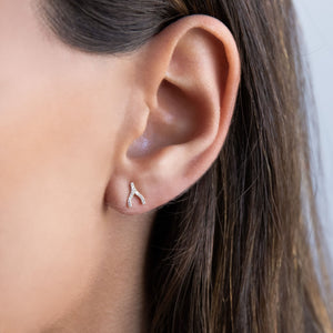  Diamond Wishbone Stud Earring 14K - Adina Eden's Jewels