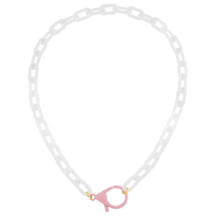  Enamel Clasp Chain Link Necklace - Adina Eden's Jewels