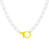 Neon Yellow Enamel Clasp Chain Link Necklace - Adina Eden's Jewels