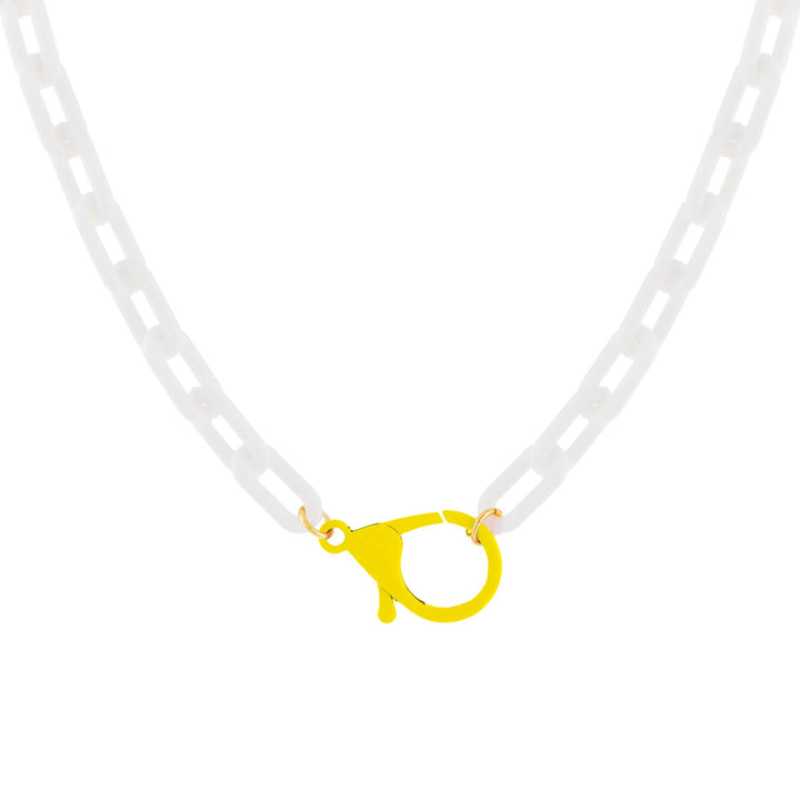 Neon Yellow Enamel Clasp Chain Link Necklace - Adina Eden's Jewels