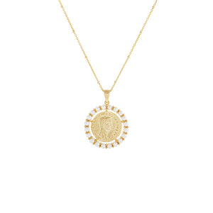 Pearl White White Pearl Vintage Coin Necklace - Adina Eden's Jewels