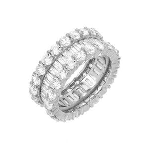 Silver / 6 Wide Baguette Eternity Band - Adina Eden's Jewels