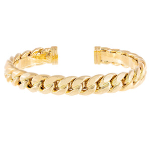 14K Gold Wide Cuban Chain Bangle 14K - Adina Eden's Jewels