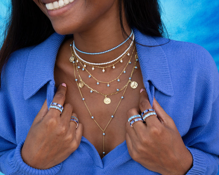  Pastel Pearl X Coin Necklace - Adina Eden's Jewels