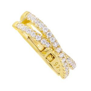 Gold X Pavé Hinge Ear Cuff - Adina Eden's Jewels