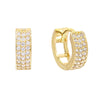 14K Gold Triple Row Huggie Earring 14K - Adina Eden's Jewels