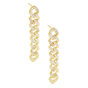 Gold / 8 Links XS Pavé Chain Link Drop Earring - Adina Eden's Jewels