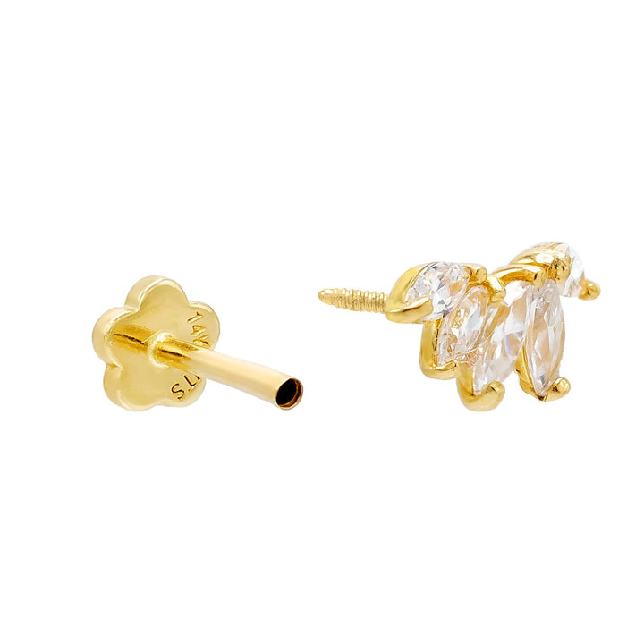  Marquise Threaded Stud Earring 14K - Adina Eden's Jewels