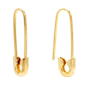 14K Gold / Pair Safety Pin Earring 14K Gold - Adina Eden's Jewels