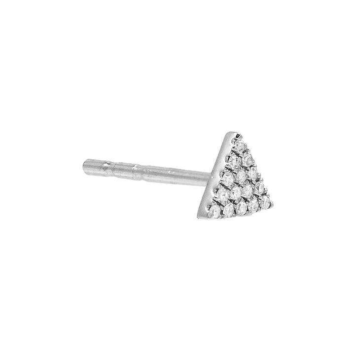 14K White Gold / Single Diamond Triangle Stud Earring 14K - Adina Eden's Jewels