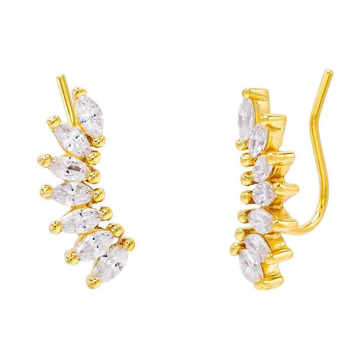 Gold Marquise Ear Climber - Adina Eden's Jewels
