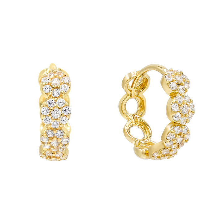 14K Gold Pavé Stone Huggie Earring 14K - Adina Eden's Jewels