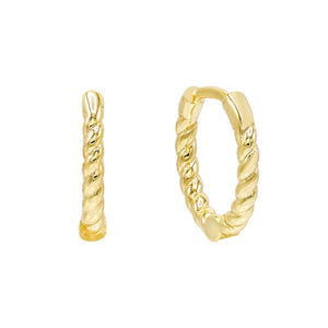 Gold / 12 MM Rope Huggie Earring - Adina Eden's Jewels