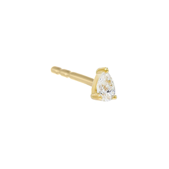 14K Gold / Single Diamond Teardrop Stud Earring 14K - Adina Eden's Jewels