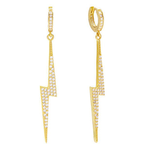 Gold Pavé Bolt Huggie Earring - Adina Eden's Jewels