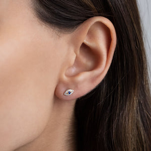  Diamond Mini Evil Eye Stud Earring 14K - Adina Eden's Jewels