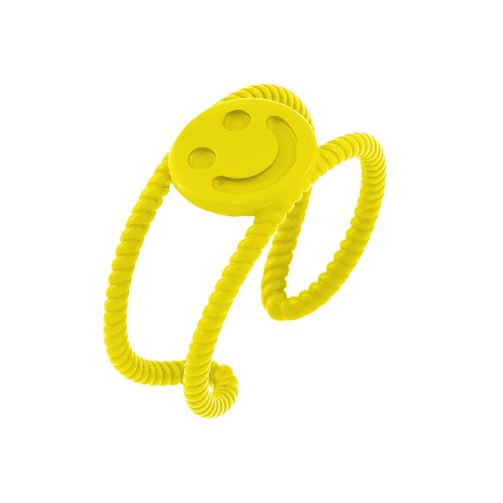 Yellow Smiley Face Twist Adjustable Ring - Adina Eden's Jewels
