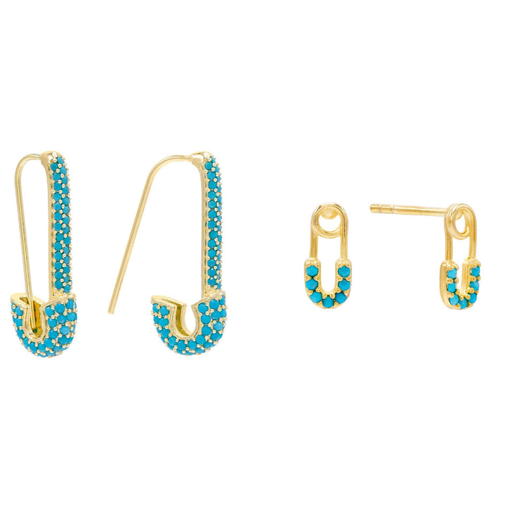  CZ Safety Pin Earring Combo Set - Adina Eden's Jewels
