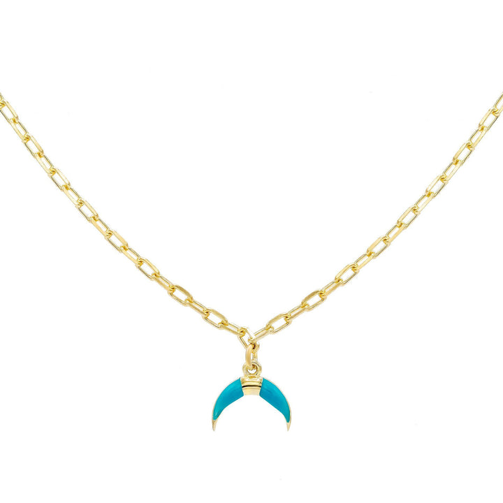 Turquoise Enamel Cowhorn Necklace - Adina Eden's Jewels