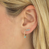  Diamond Turquoise Huggie Earring 14K - Adina Eden's Jewels