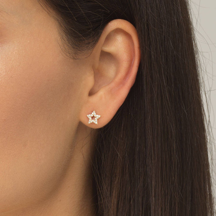  Open Star Threaded Stud Earring 14K - Adina Eden's Jewels