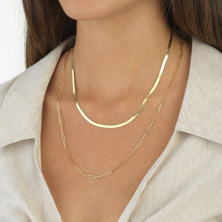  Herringbone Necklace 14K - Adina Eden's Jewels