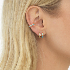  Bezel Huggie Earring & Ear Cuff Combo Set - Adina Eden's Jewels