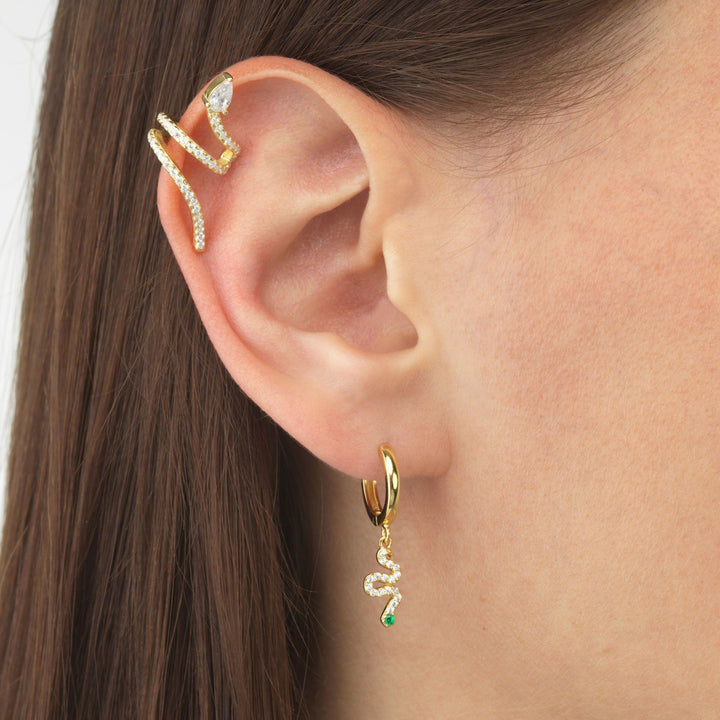  CZ Snake Huggie Earring - Adina Eden's Jewels