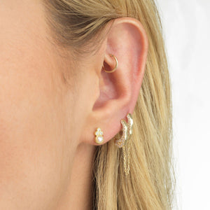  CZ Handcuff Chain Huggie Earring - Adina Eden's Jewels