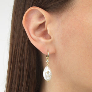  Pearl Bezel Huggie Earring - Adina Eden's Jewels