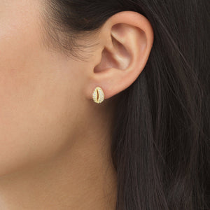  Pavé Shell Stud Earring - Adina Eden's Jewels