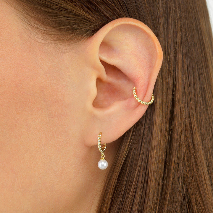 Beaded Pearl Huggie Earring - Adina Eden's Jewels