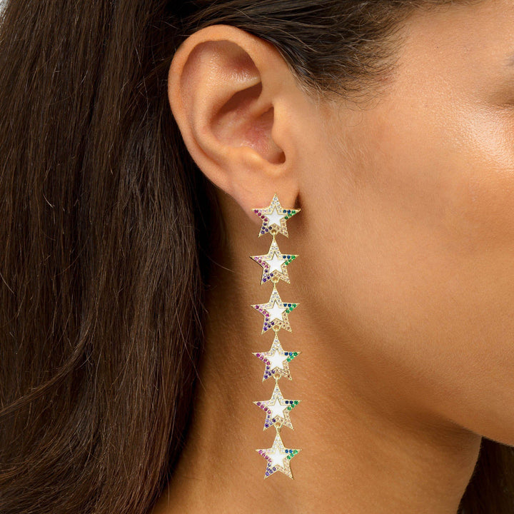  Enamel Stars Stud Earring - Adina Eden's Jewels