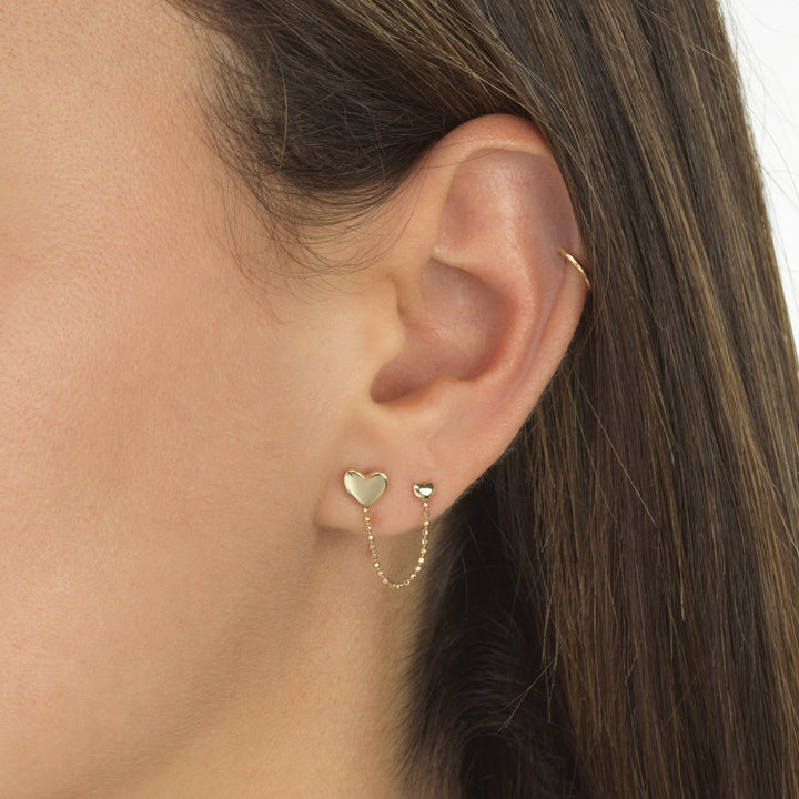  Heart Chain Stud Earring 14K - Adina Eden's Jewels