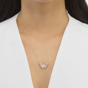  CZ Pink Butterfly Necklace - Adina Eden's Jewels