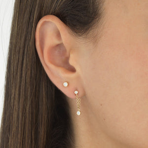  Diamond Bezel Chain Stud Earring 14K - Adina Eden's Jewels