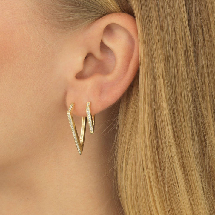 Pavé Triangular Hoop Earring - Adina Eden's Jewels