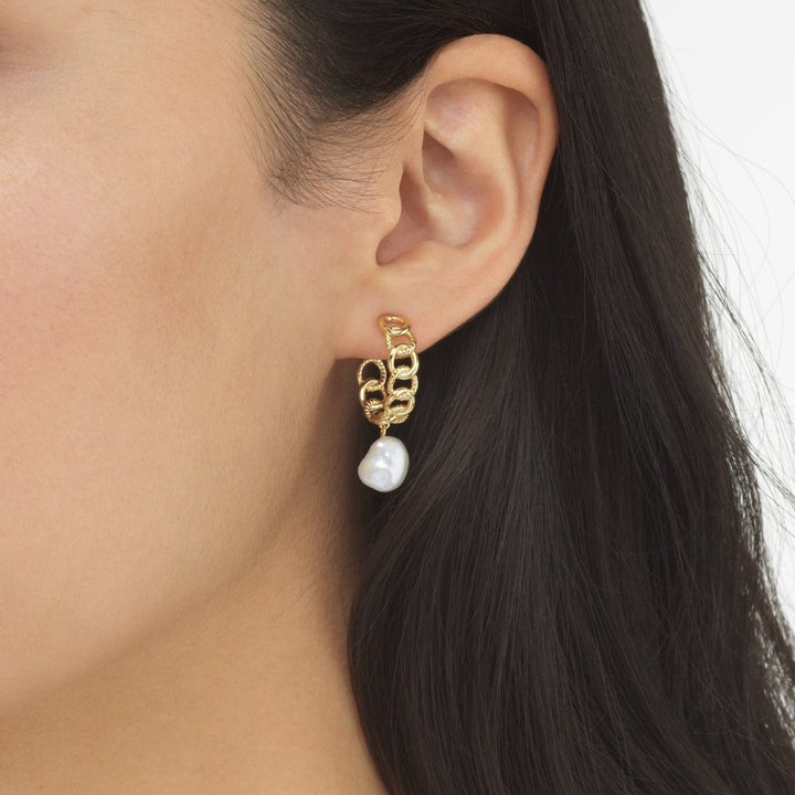 Pearl Chain Hoop Earring - Adina Eden's Jewels